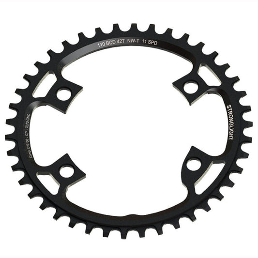 Stronglight - 42T Black 4-Arm Gravel Chainring: Shimano